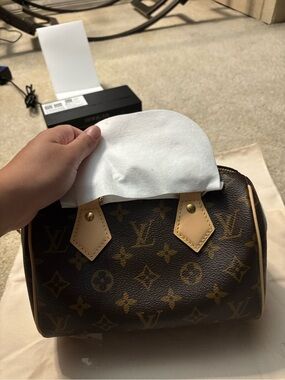 Monogram Speedy 20 Handbag - Brown with Tan Trim